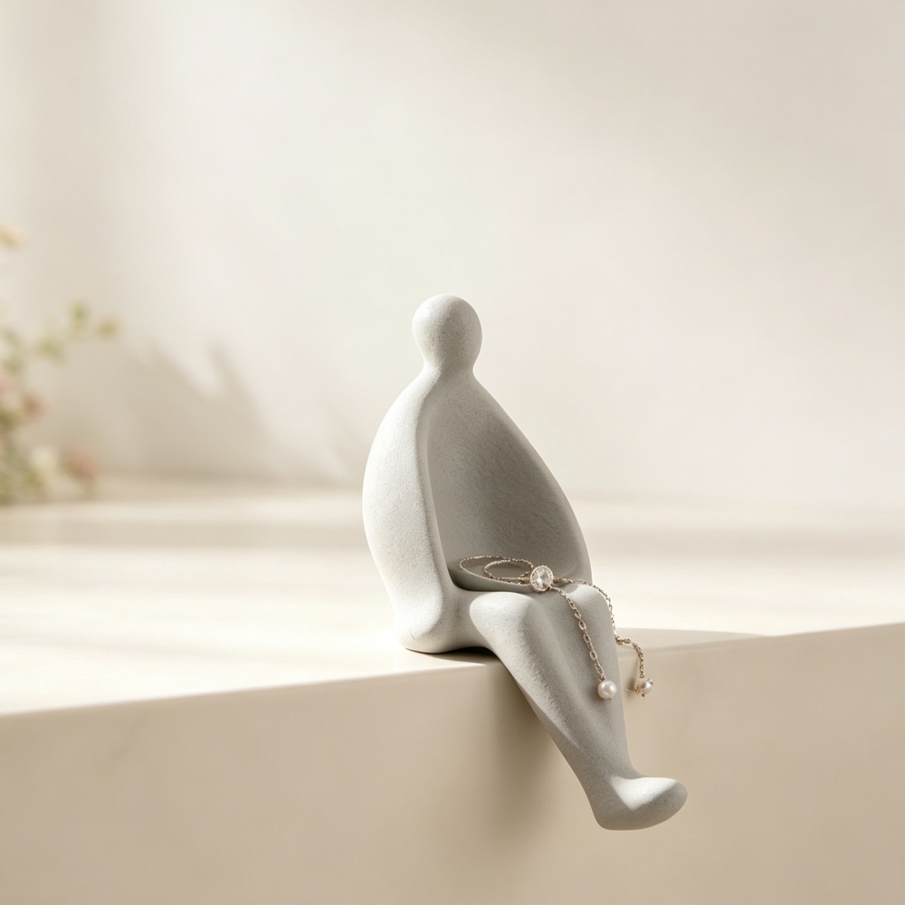 3D Printing Ring Holder - 3D 프린팅된 회색 좌식 인형 모양