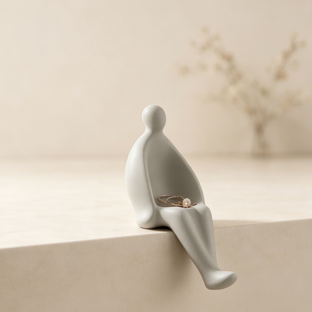 3D 프린팅된 회색 좌식 인형 모양 보석 진열대, 미니 - 3D Printing Ring Holder 리뷰 및 가격
