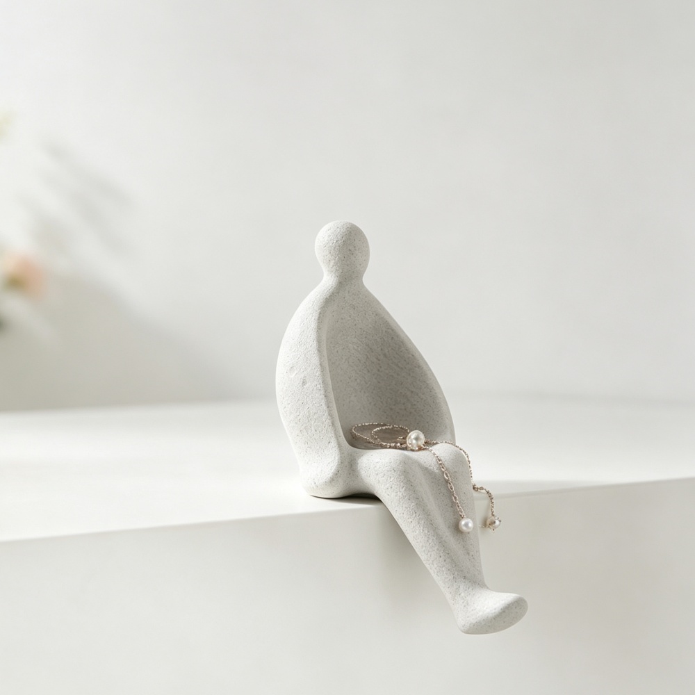 3D 프린팅된 회색 좌식 인형 모양 보석 진열대, 미니 - 3D Printing Ring Holder 리뷰 및 가격