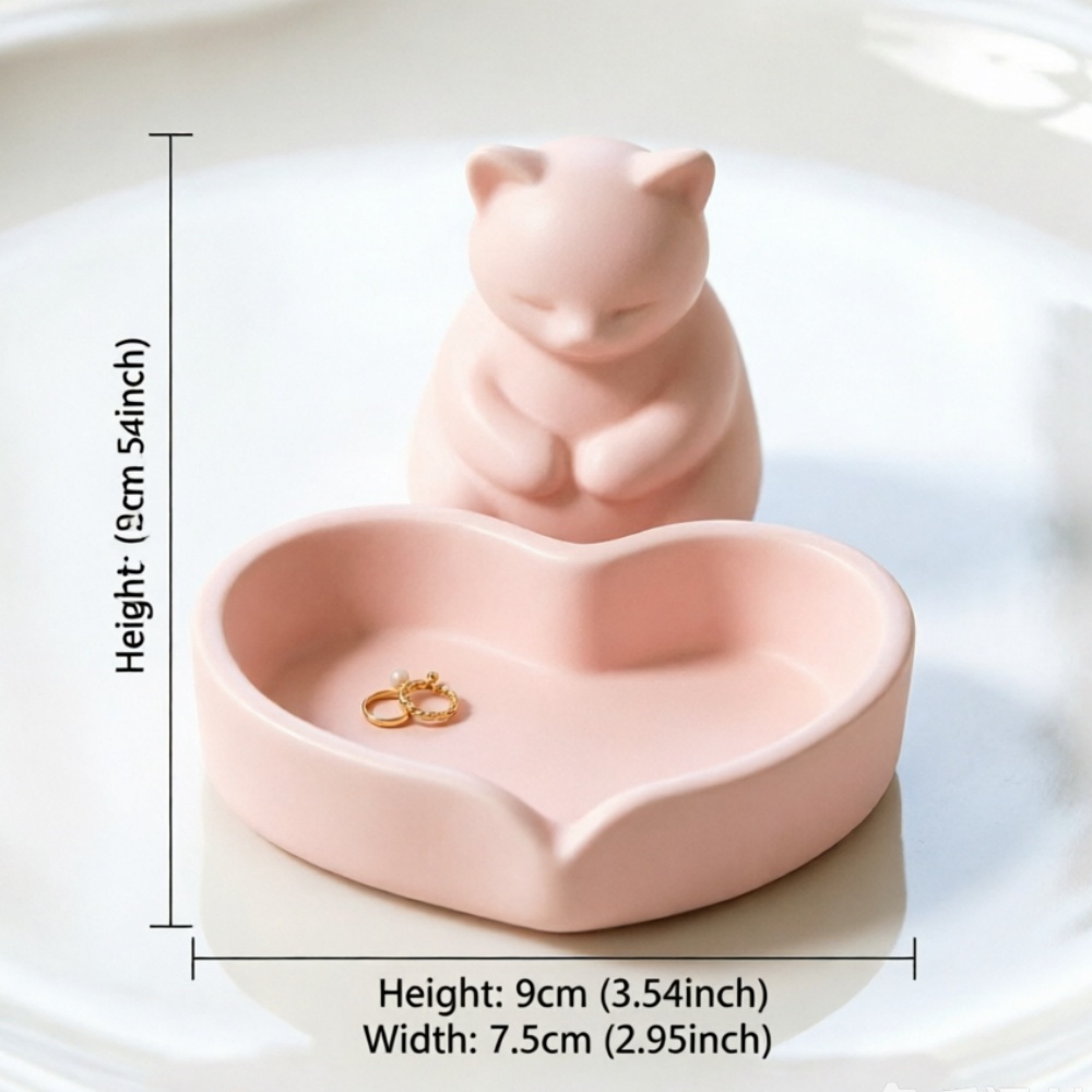 3D 프린팅된 핑크색 고양이 하트 트레이 보석 접시,  - 3D Printing Ring Holder 리뷰 및 가격
