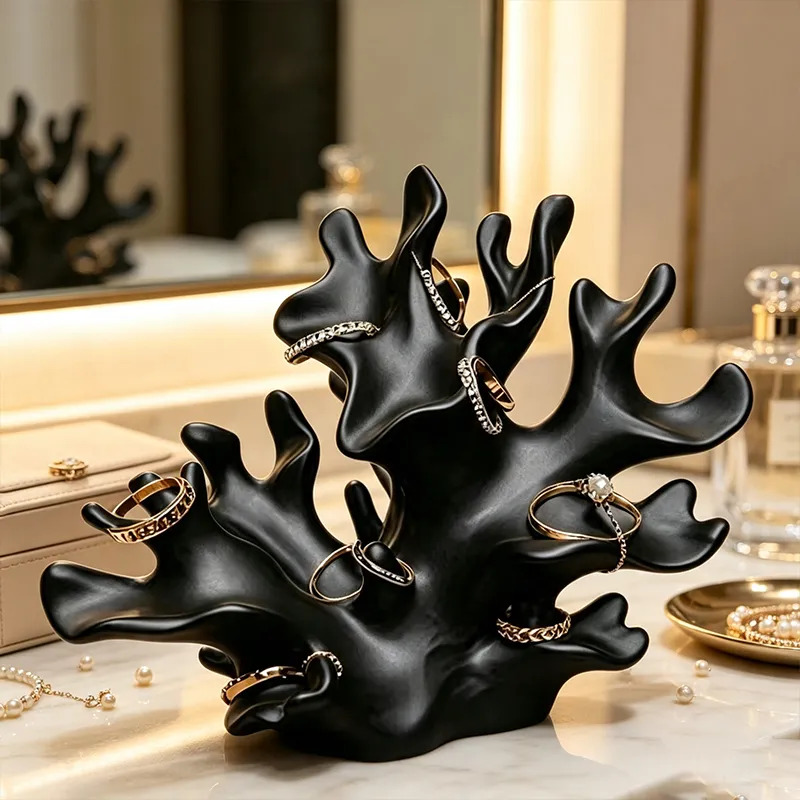 3D 인쇄된 산호 가지 모양의 쥬얼리 홀더, 블랙 링  - 3D Printing Ring Holder 리뷰 및 가격